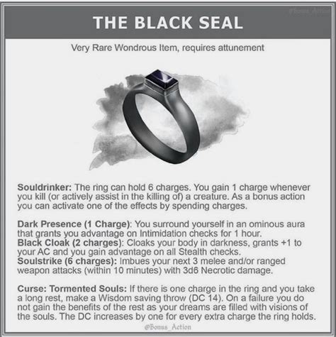 5e Magical Ring - The Black Seal Ring | Dungeons and dragons homebrew, Dnd dragons, D&d dungeons ...