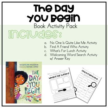 The Day You Begin | Book Activity Pack by The Mindful Readers | TPT