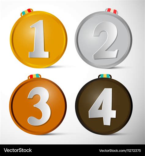 Medals set first second third and fourth place Vector Image