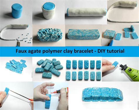 Faux agate polymer clay bracelet – DIY tutorial