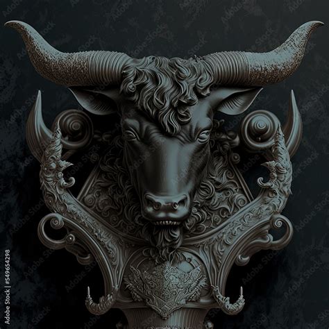 A very detailed black sculpture of the Taurus zodiac sign Stock ...