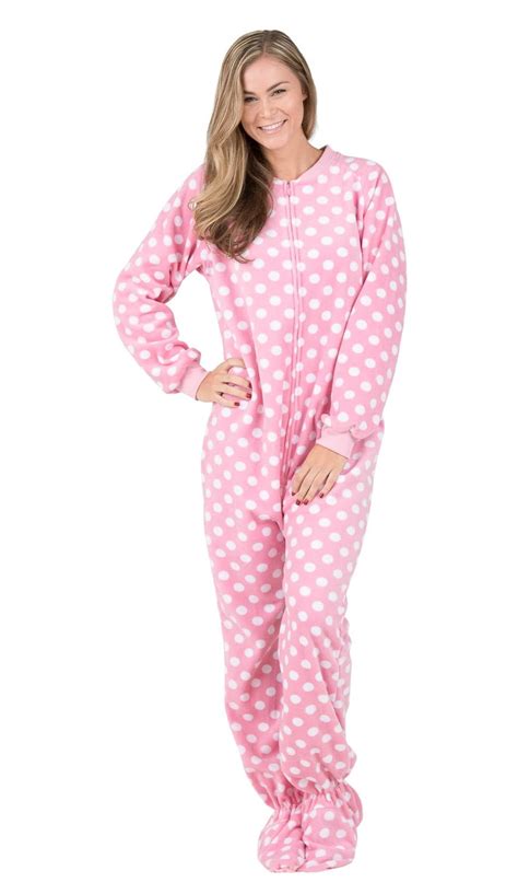 Footed Pajamas - Footed Pajamas - Pretty In Polka Adult Fleece - Walmart.com - Walmart.com