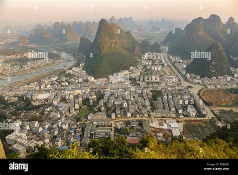 View of the city of Guilin, China from above, at sunset Stock Photo - Alamy