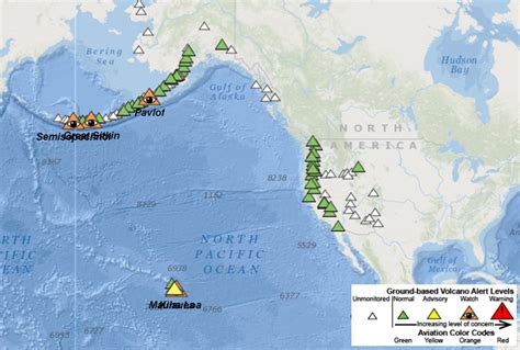 USGS Has 4 U.S. Volcanoes at ORANGE / WATCH Status