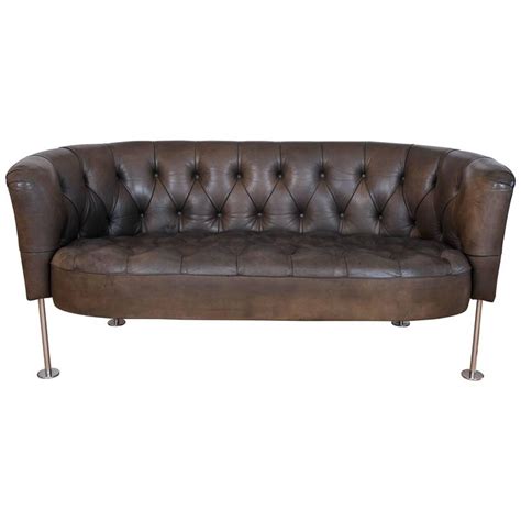 Tufted Green Leather Loveseat-Settee at 1stDibs