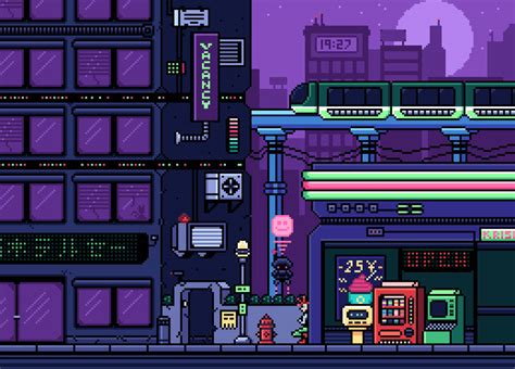 Pixel Art Scene: Cyberpunk City by Xenophero-M on DeviantArt