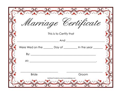 Free Blank Marriage Certificates | Printable Marriage Certificate Hearts Marriage Certi… | Gift ...