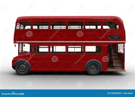 Side View 3D Rendering of a Vintage Red Double Decker London Bus ...