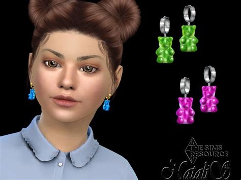 The Sims Resource - Gummy bear earrings- child in 2022 | Sims 4 ...