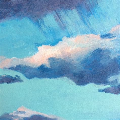 Cloudy Sky Original Acrylic Painting on Cardboard. Small | Etsy