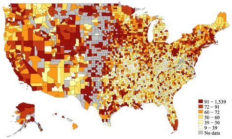 This map displays the GDP per capita among all the counties in the US ...