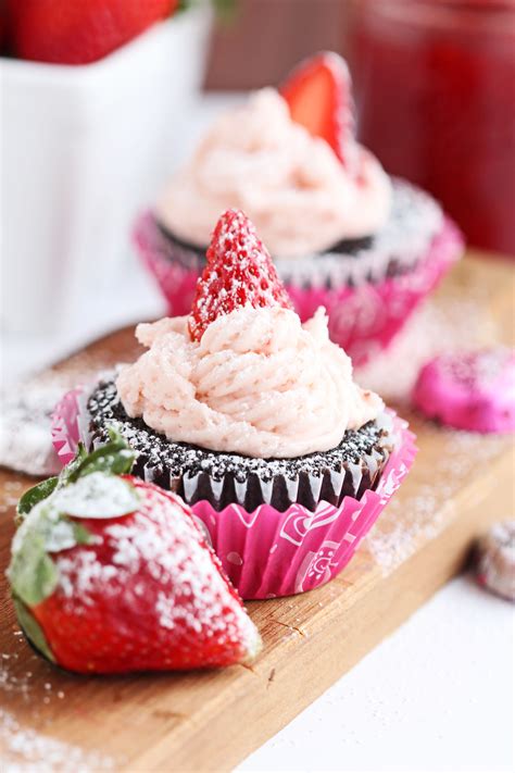 Chocolate Cupcake with Strawberry Frosting - Gather for Bread