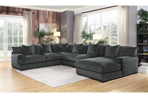 HE-9857DG-5PC 5 pc Worchester dark gray chenille fabric modular sectional sofa | Modular ...