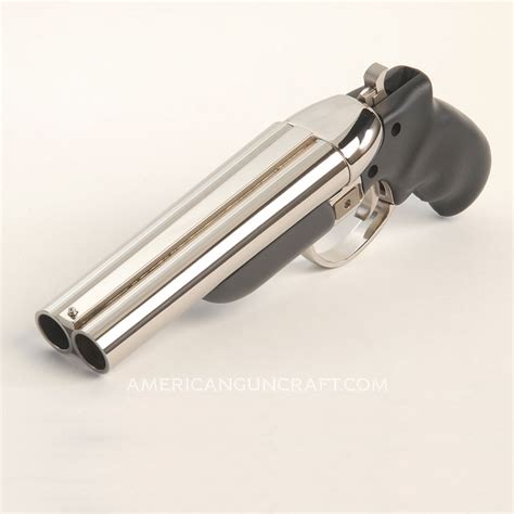 Diablo 12 Gauge Pistol, 6 inch barrel, Nickel with Black Finish Grips | American Gun Craft