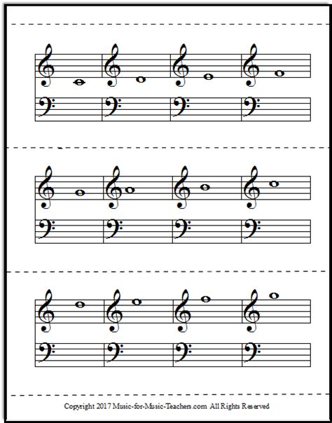 Flashcards for Music Notes with Easy-to-Cut Lines