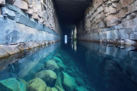 Premium AI Image | Underground reservoir filled with clear blue water