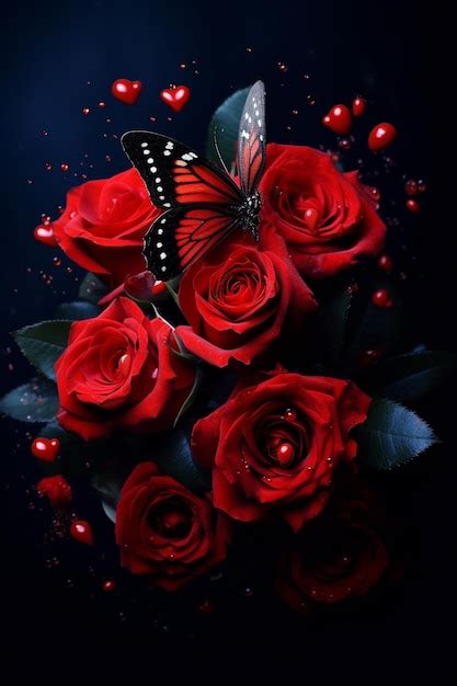 Premium AI Image | rose with butterfly HD 8K wallpaper Stock Photographic Image