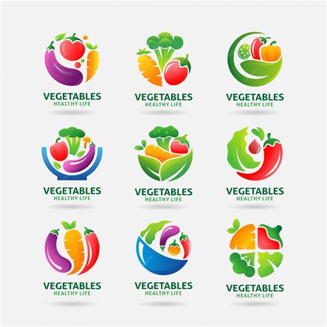 Premium Vector | Collection of vegetables logo