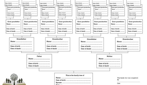 Free downloadable family history chart & record sheet - Family Tree