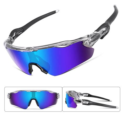 Polarized Sports Sunglasses REVO Changeable Lenses TR90 Frame Cycling B2280 - Black ...