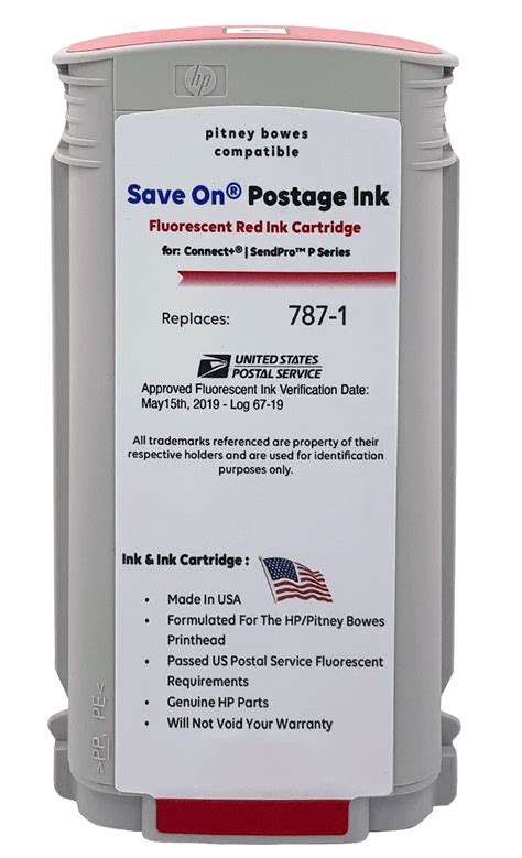 Shop the Pitney Bowes 787-1 compatible red ink cartridge designed for SendPro P / Connect+ ...