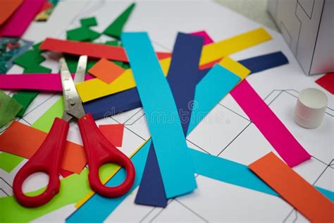 Kids Craft Session with Scissors Stock Image - Image of artistic, craft ...