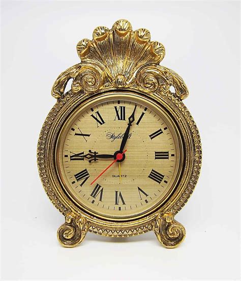 Antique Rococo Style Desk Clock with Shell Design | Olde Good Things