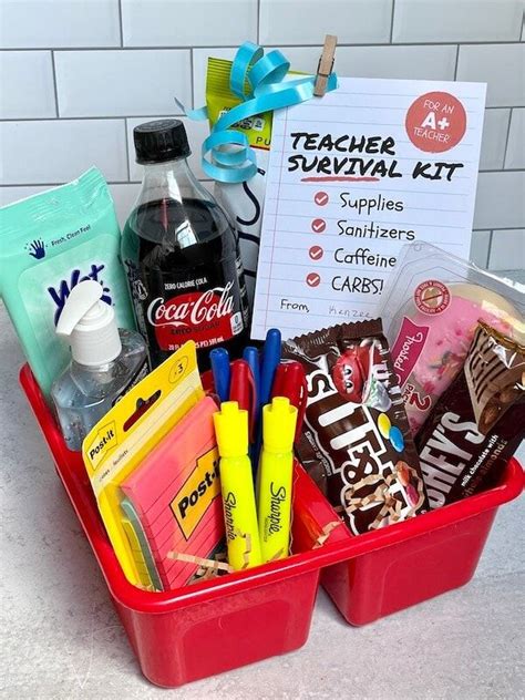 Cute teacher survival kit gift idea with free printable gift tag – Artofit