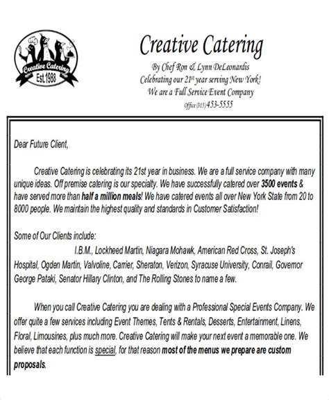 FREE 13+ Sample Catering Proposal Letter Templates in PDF | MS Word ...