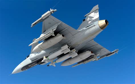 Download Warplane Aircraft Jet Fighter Military Saab JAS 39 Gripen 4k Ultra HD Wallpaper