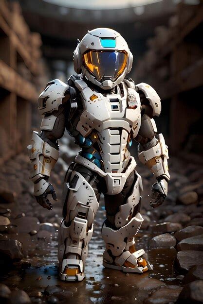 Premium AI Image | A robot mecha standing in the middle of a ruins ...