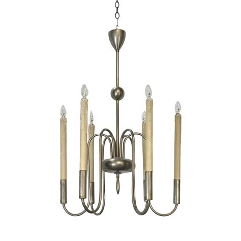 Mid Century French Modern Brushed Aluminum Chandelier