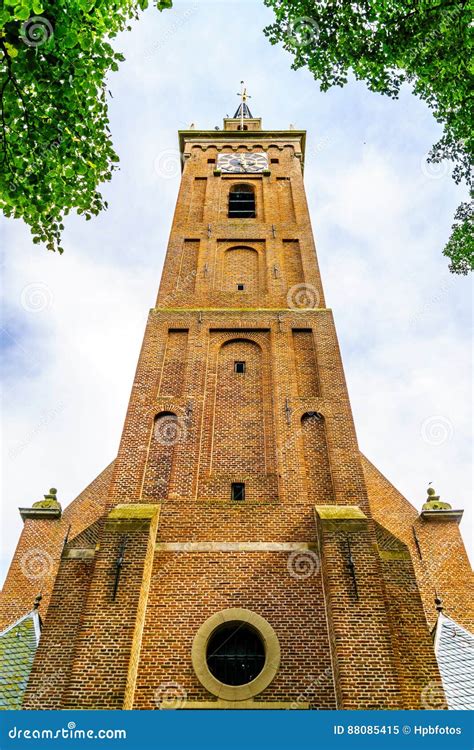 Church Tower of the Beemster Keyserkerk in the Old Dutch Village of Midden Beemster Stock Image ...