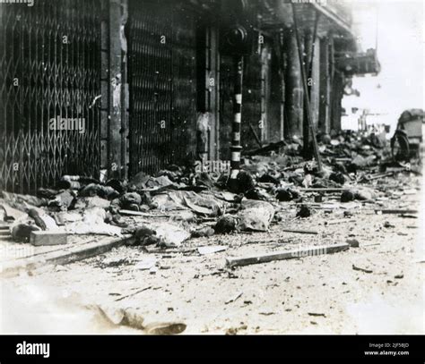 The aftermath of the Battle of Shanghai during the Japanese invasion of Shanghai in 1937 ...