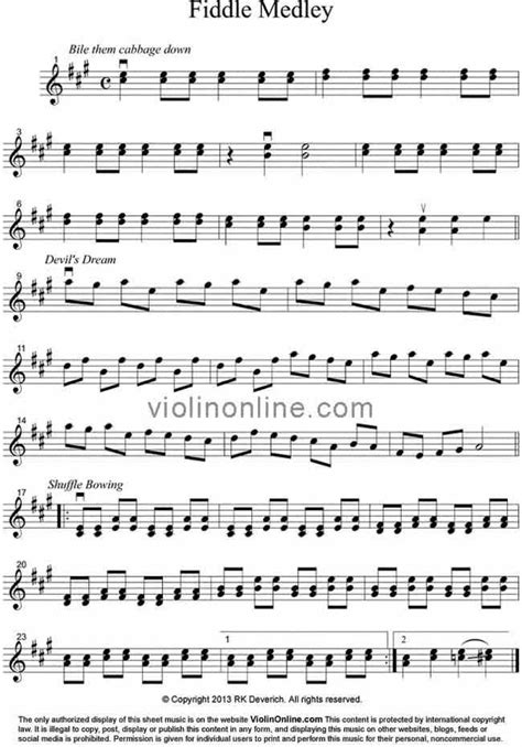 Violin Online: American Fiddle Medley - Free Violin Sheet Music