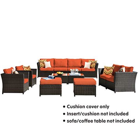 ovios Patio Furniture Cushion Cover Set, Backyard Sofa Outdoor Furniture 12 Pcs Sets,PE Rattan ...