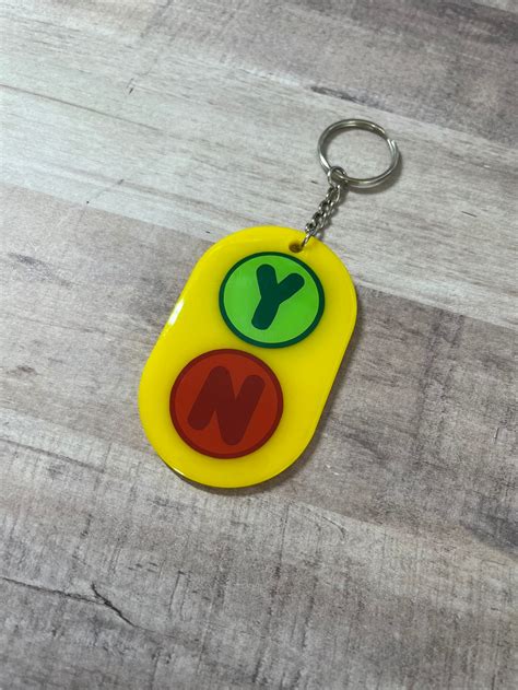 Bluey Inspired Yes/no Button Acrylic Keychain - Etsy