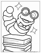 Bookworm Coloring Page sketch template