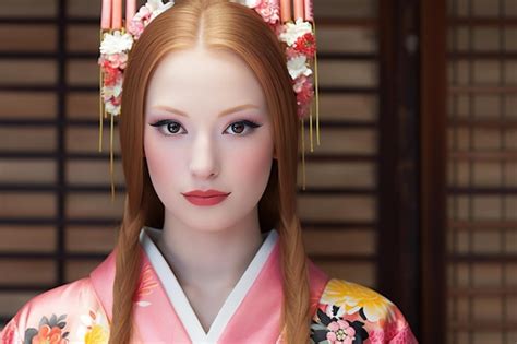 Premium AI Image | A Japanese geisha wearing a kimono