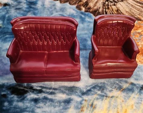 VINTAGE 1978 SINDY Doll House Furniture Couch Sofa and Chair Set MARX ...