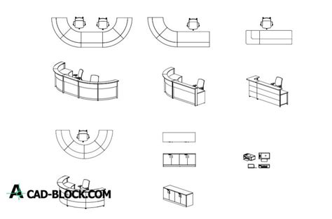 CAD Reception Desks DWG - Free Download Reception Furniture CAD