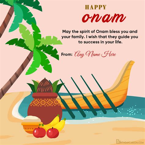 Happy Onam Wishes Card With Name Edit