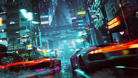 1360x768 Neon Cyberpunk City Car Racing 4k Laptop HD ,HD 4k Wallpapers,Images,Backgrounds,Photos ...