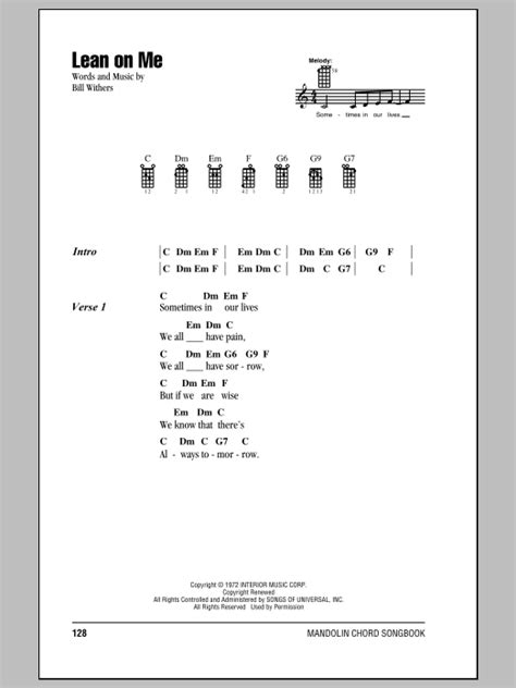 Lean On Me by Bill Withers - Mandolin Chords/Lyrics - Guitar Instructor