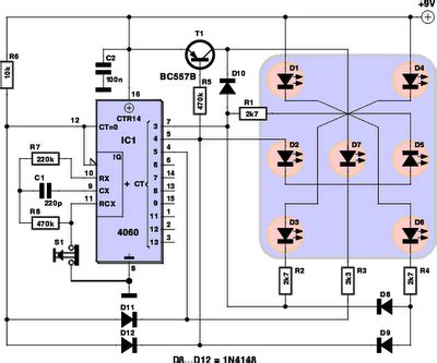 Simple Electronic Data Circuit with LEDs | Electronic Circuits Diagram