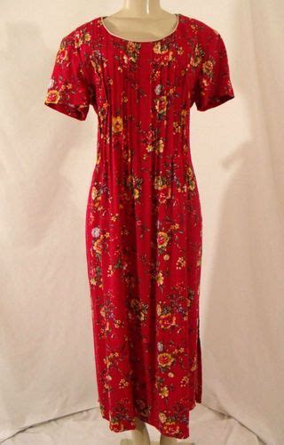 Coldwater Creek CWC Red Floral Pintuck Tie Back Linen Maxi Dress Sz 12 | eBay $34.99 | Linen ...