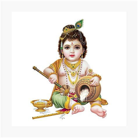 Little Krishna With His Favorite Food Of Butter Art Print For Sale By Bathiv6 Redbubble ...