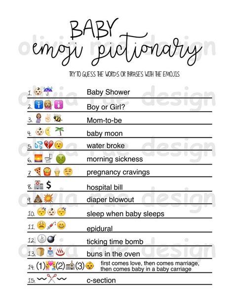 Emoji Pictionary Baby Shower Game INSTANT DOWNLOAD Fun - Etsy | Baby ...