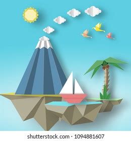 Origami Paper Artistic Applique Soars Islands Stock Vector (Royalty Free) 1094881607 | Shutterstock