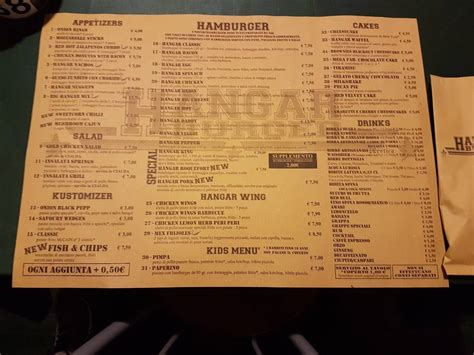 Menu at Hangar Burger restaurant, Osnago